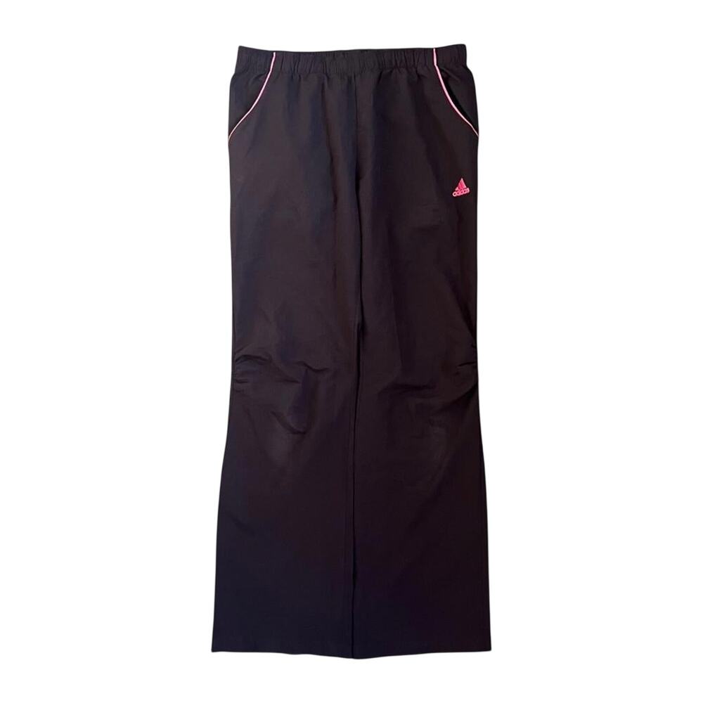 Adidas Track Pants Women M Black Good Y2K‎ Climalite Pink Piping